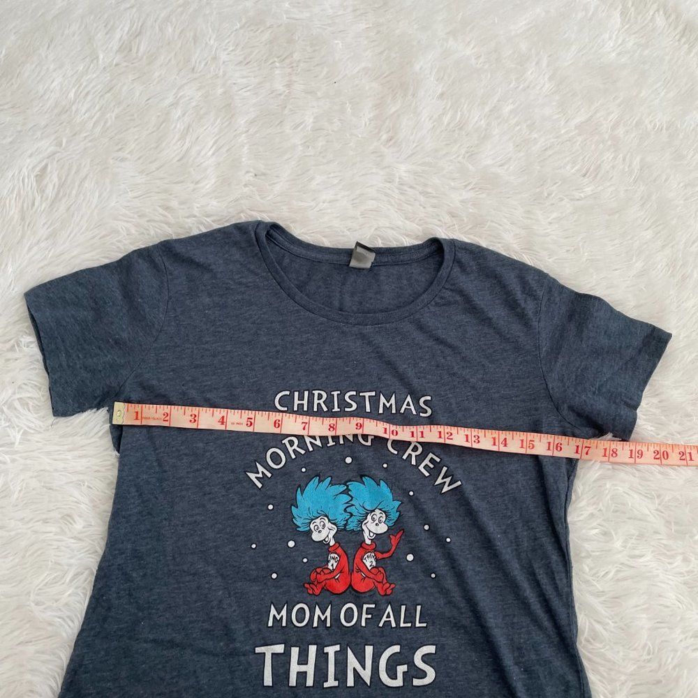 Women Christmas Morning Crew T-Shirt in Heathered Gray Small - Picture 2 of 7